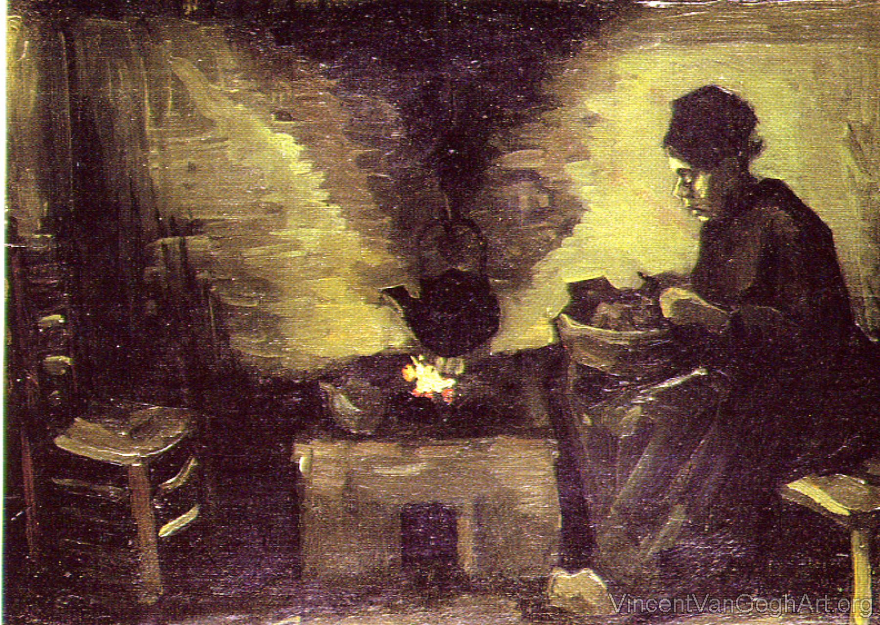 Peasant woman,Sitting by the Fire